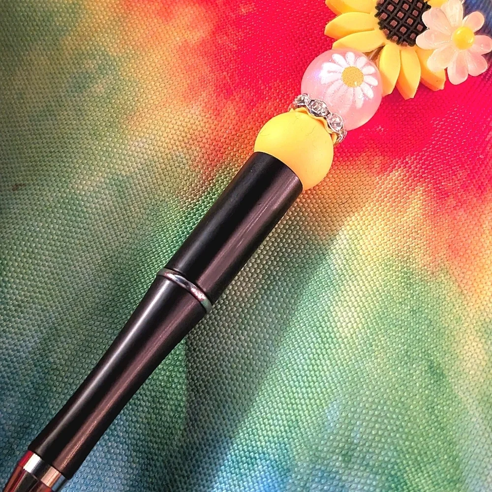 Handmade Silicone Focal Bead Sunflower and Daisy Pen